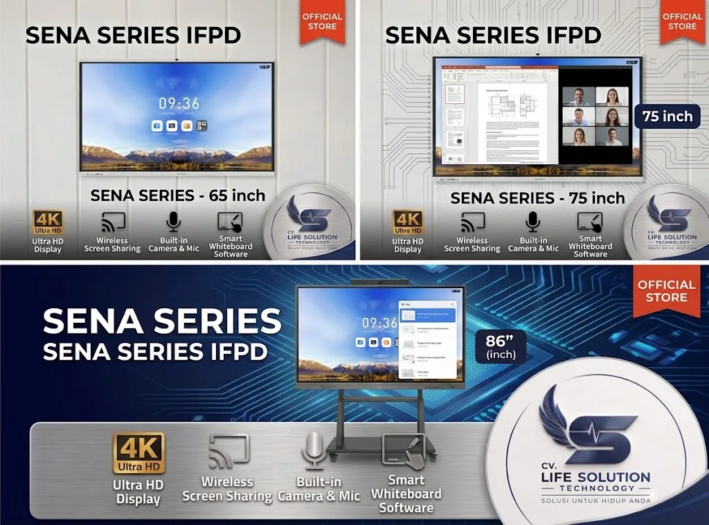 PRIVIEW SENA Series Interactive Flat Panel 4K – 65” / 75” / 86”